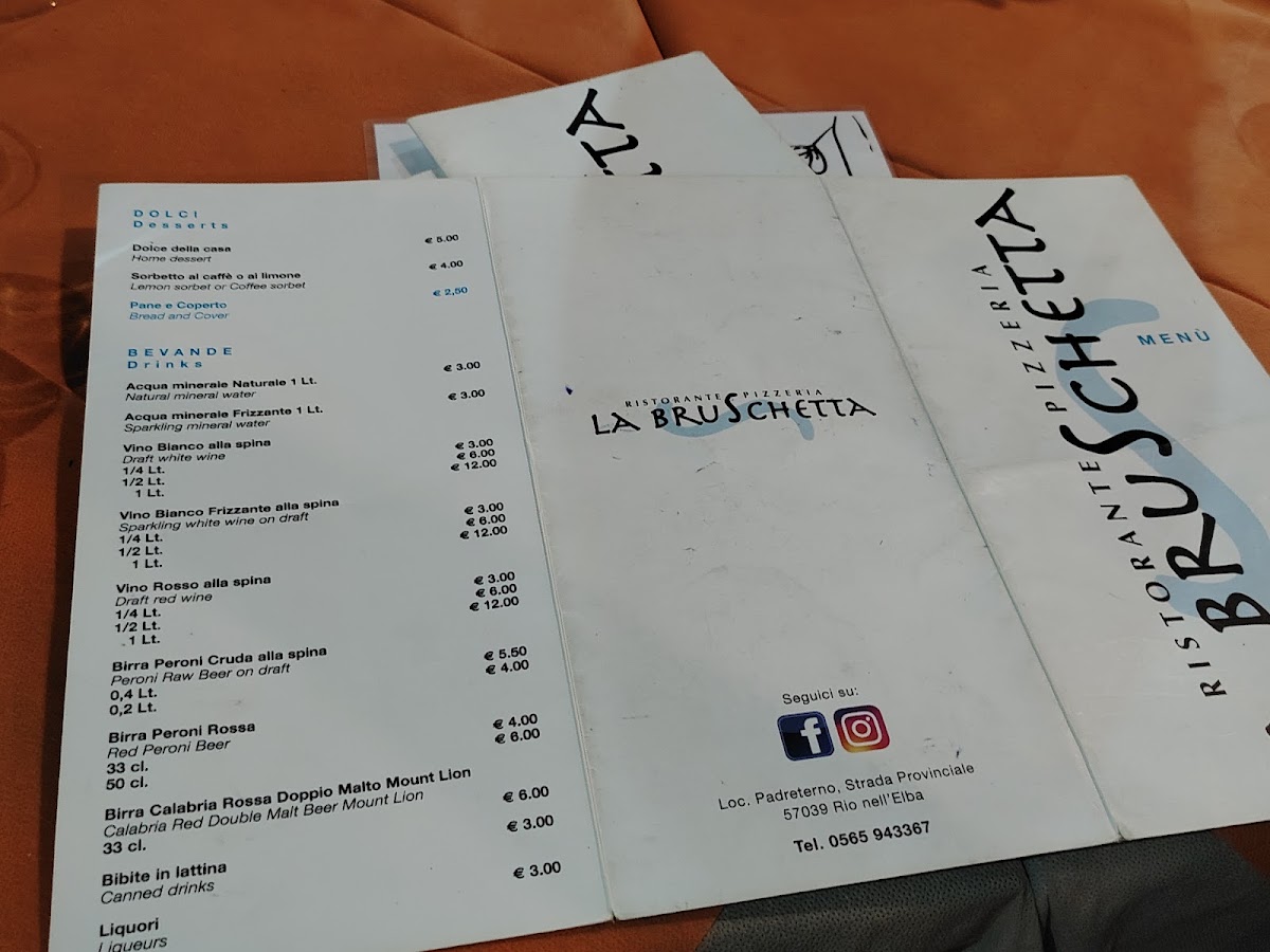 Menu Ristorante La Bruschetta-1