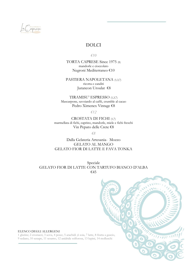 Menu Ristorante La Caprese Dal 1975 (Mozzo)-1