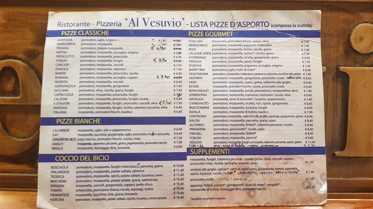 Menu Ristorante Pizzeria - Al Vesuvio Trento-1