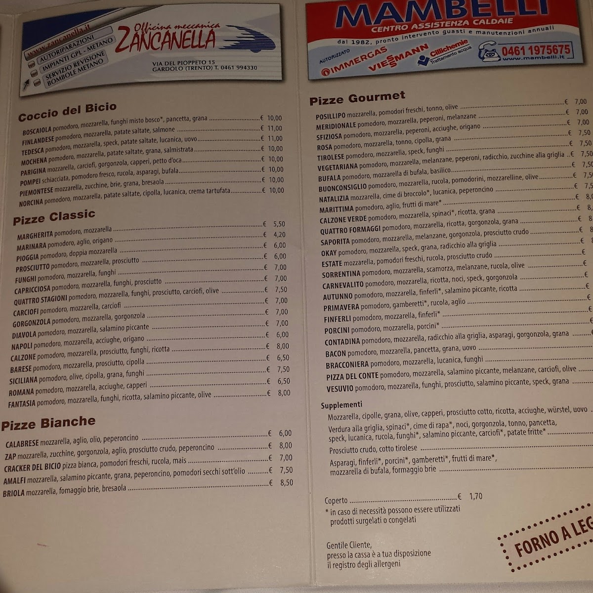 Menu Ristorante Pizzeria - Al Vesuvio Trento-2