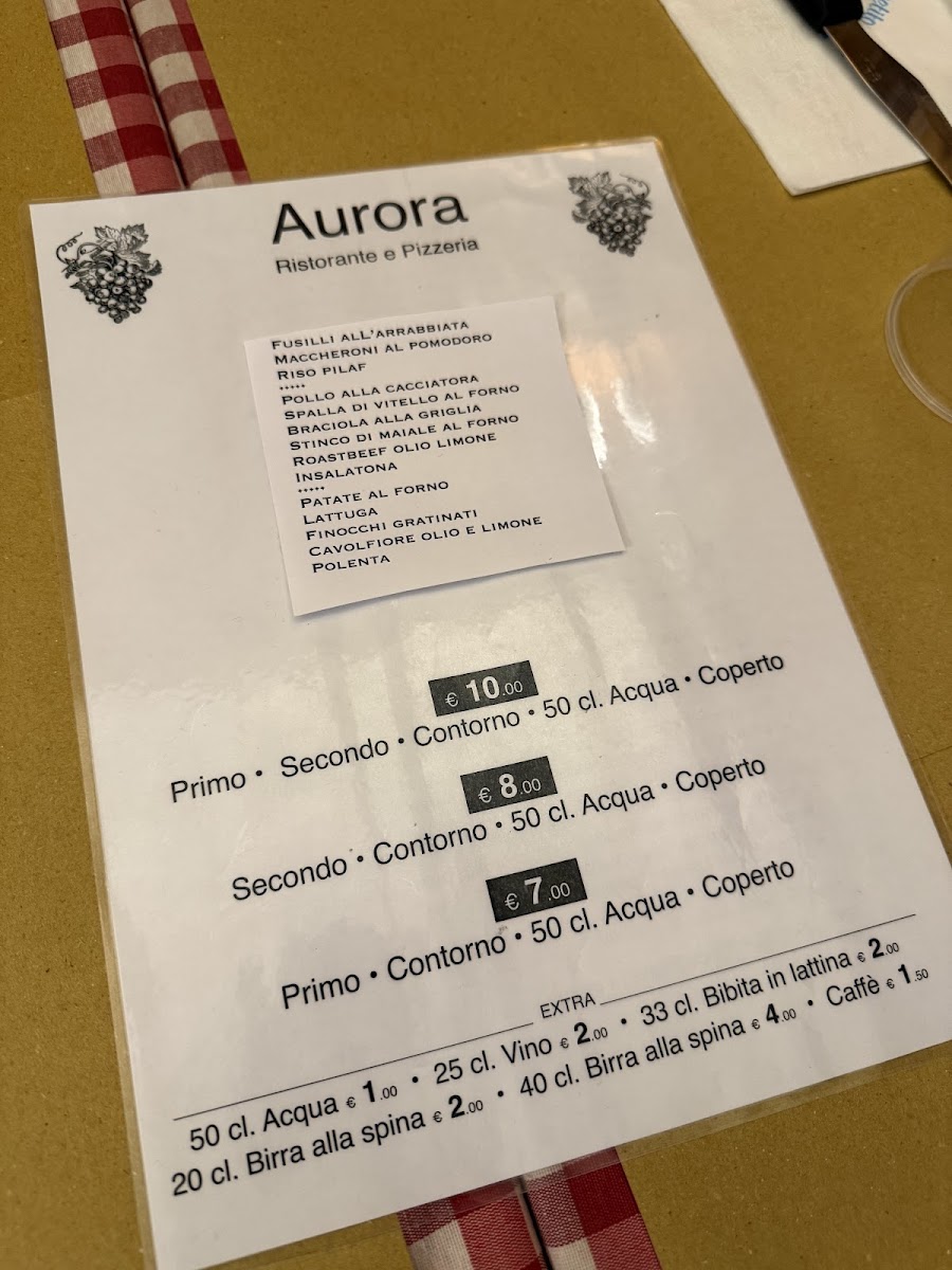 Menu Ristorante Pizzeria Aurora-1