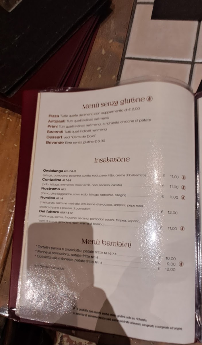 Menu Ristorante Pizzeria Barberino Di Mugello - Ondalunga --1