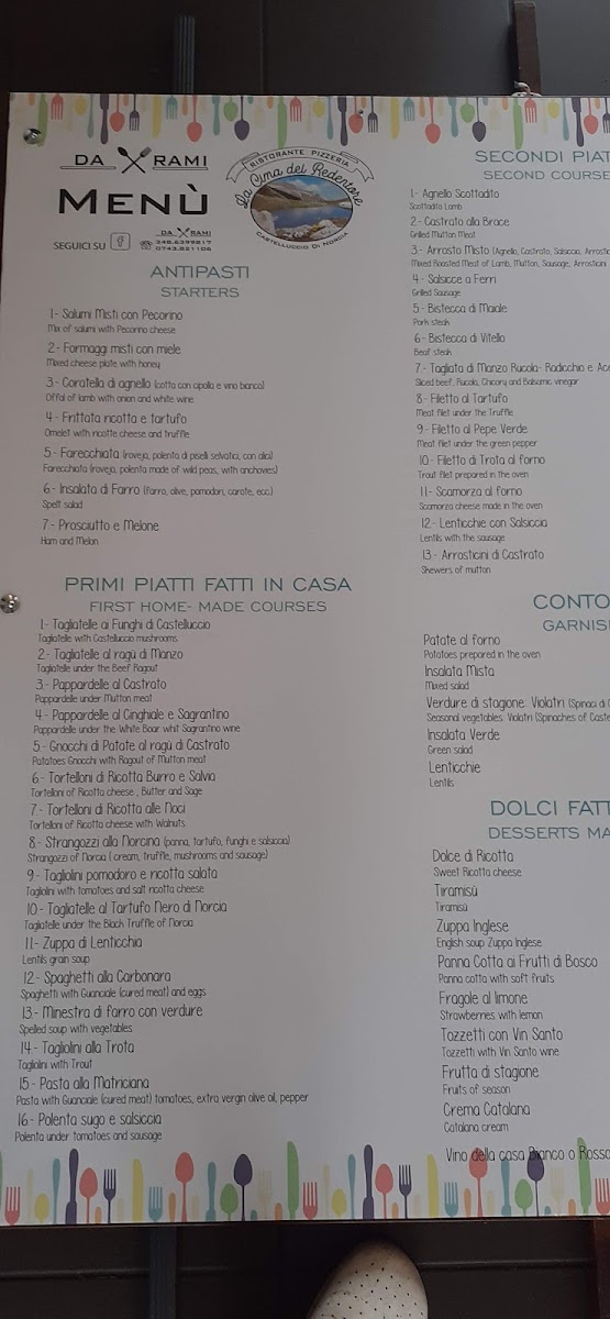 Menu Ristorante Pizzeria Cima Del Redentore Da Rami-3