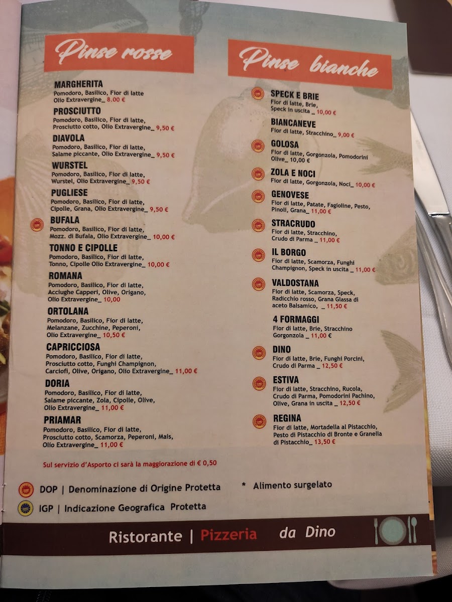 Menu Ristorante Pizzeria Da Dino-1