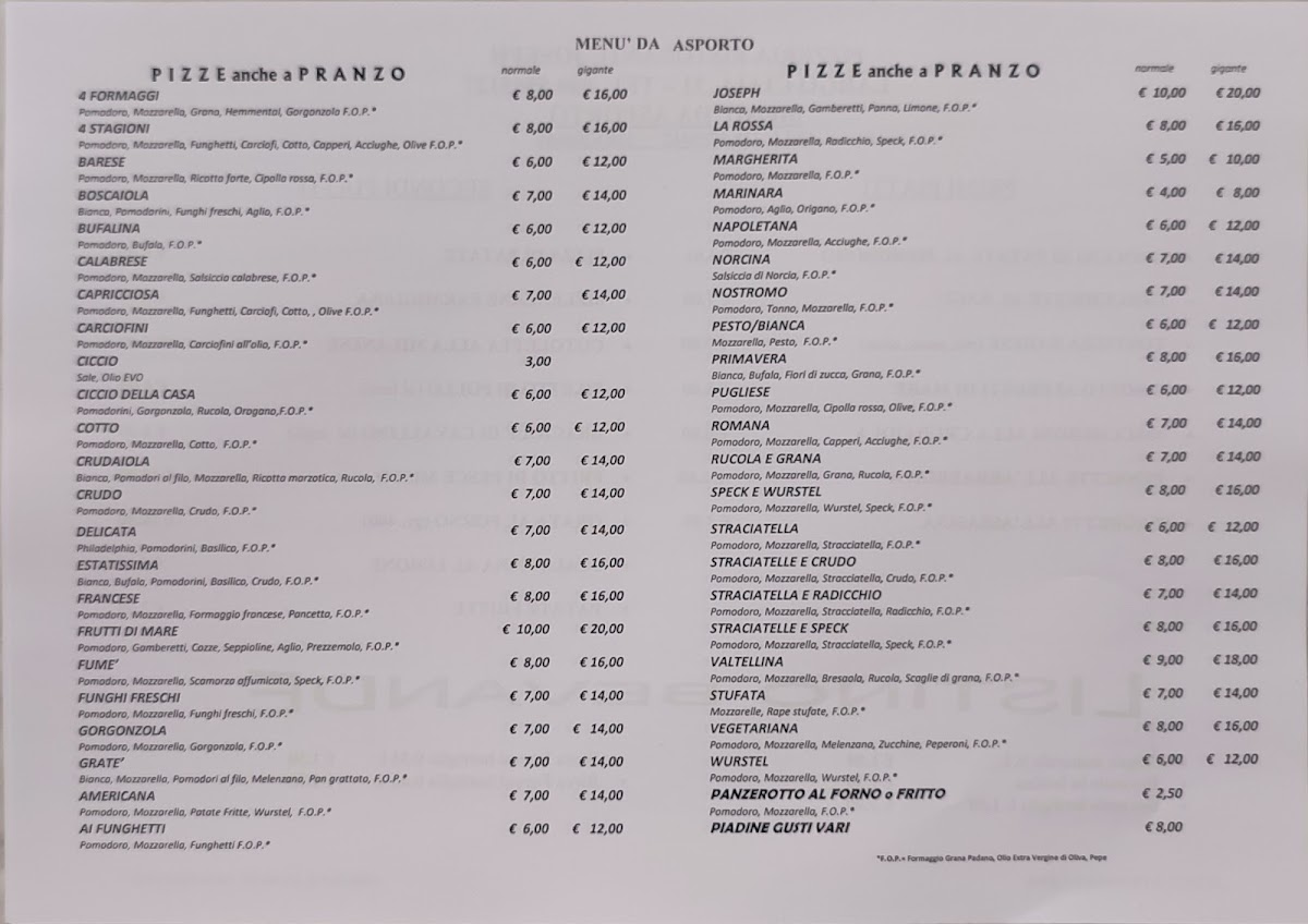 Menu Ristorante Pizzeria Joseph-1