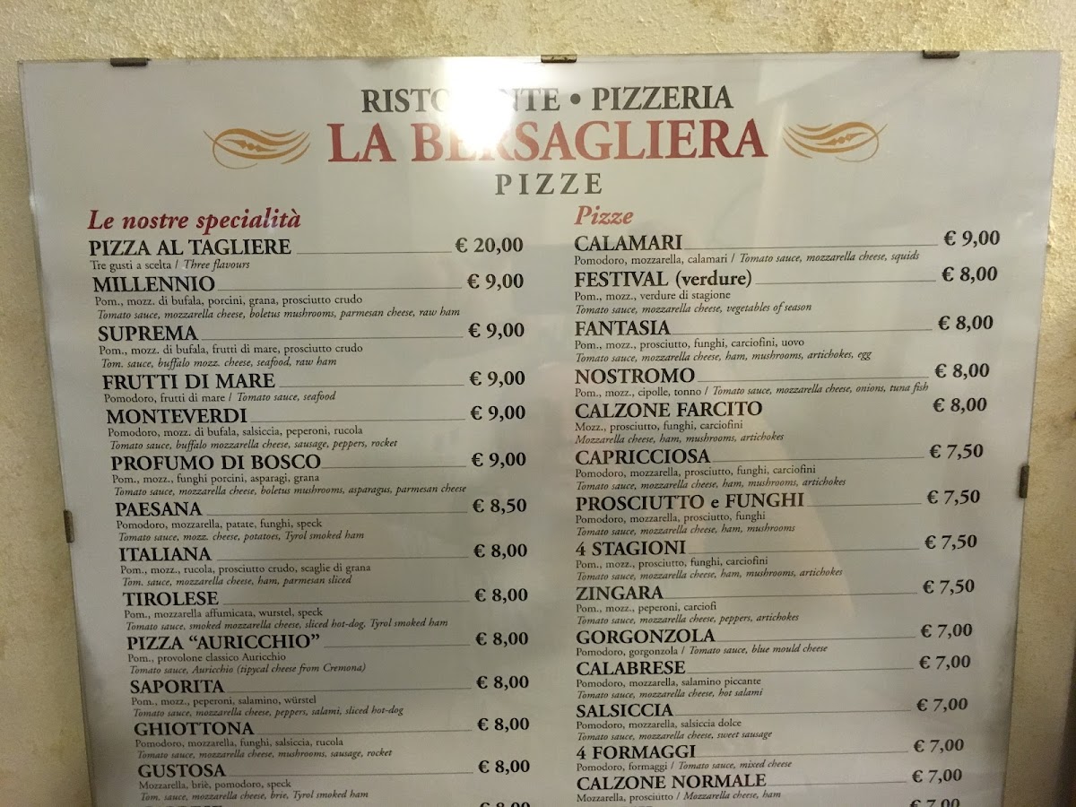 Menu Ristorante Pizzeria La Bersagliera Cremona-2