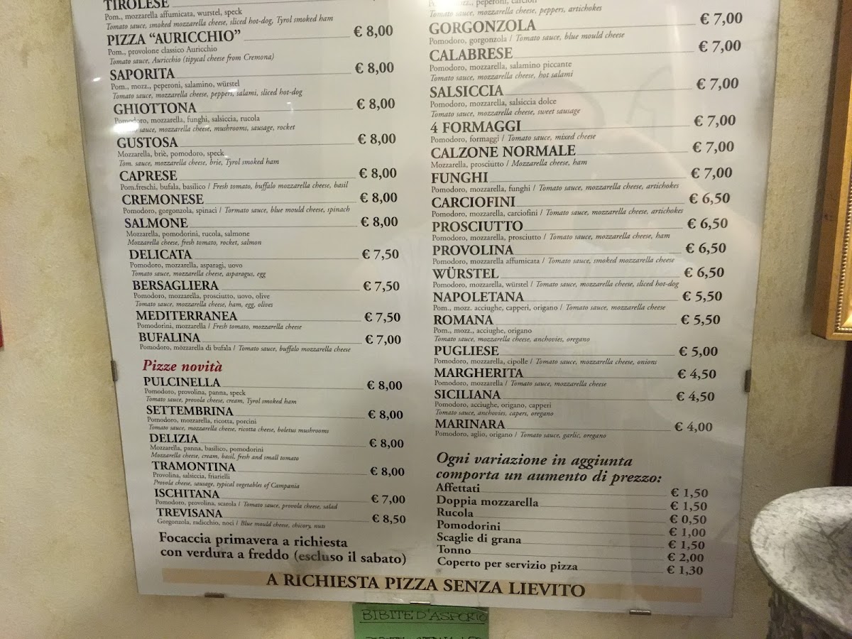 Menu Ristorante Pizzeria La Bersagliera Cremona-3