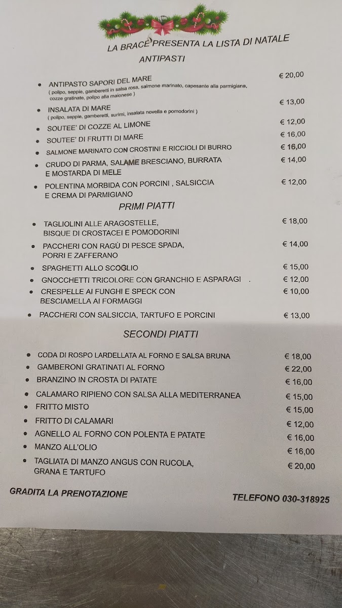 Menu Ristorante Pizzeria La Brace-1