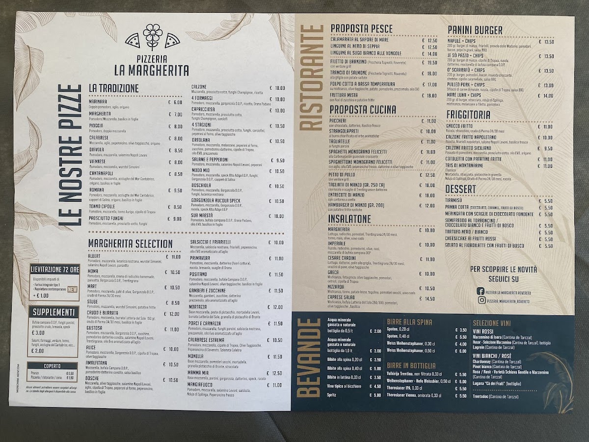 Menu Ristorante Pizzeria La Margherita-1