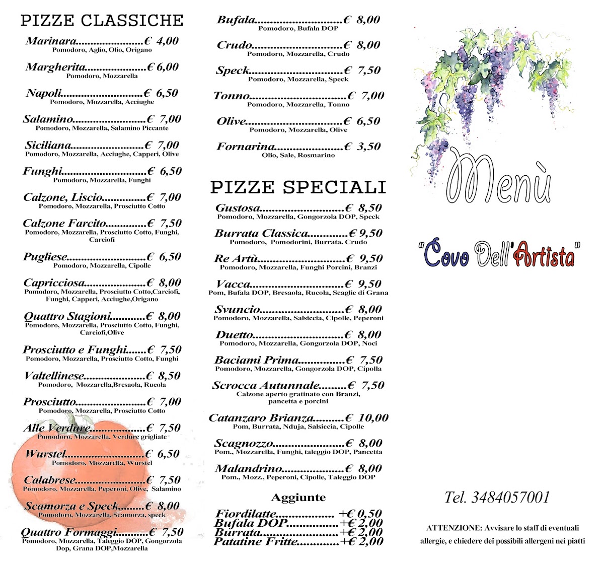 Menu Ristorante Pizzeria Taverna Covo Dell'artista-3