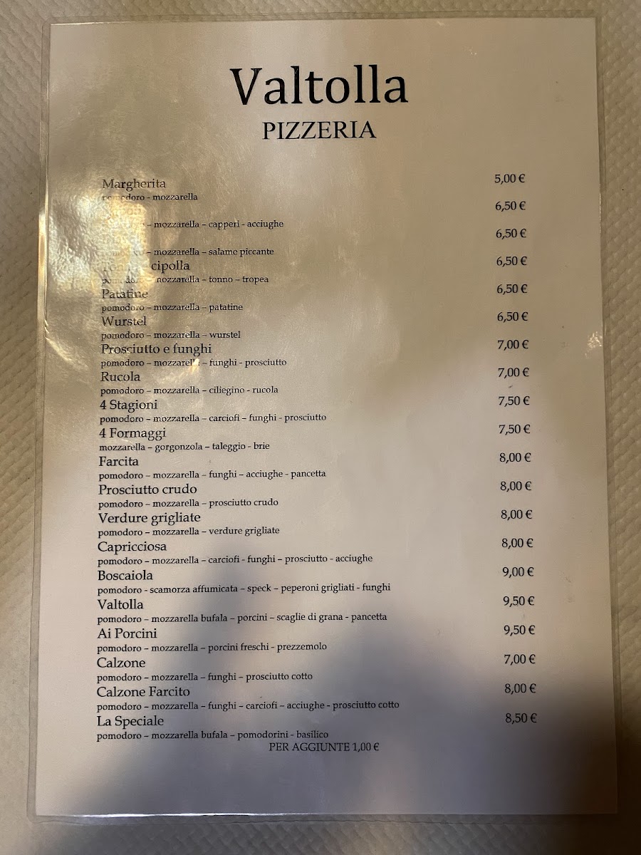 Menu Ristorante Pizzeria Valtolla Da Silvano-1