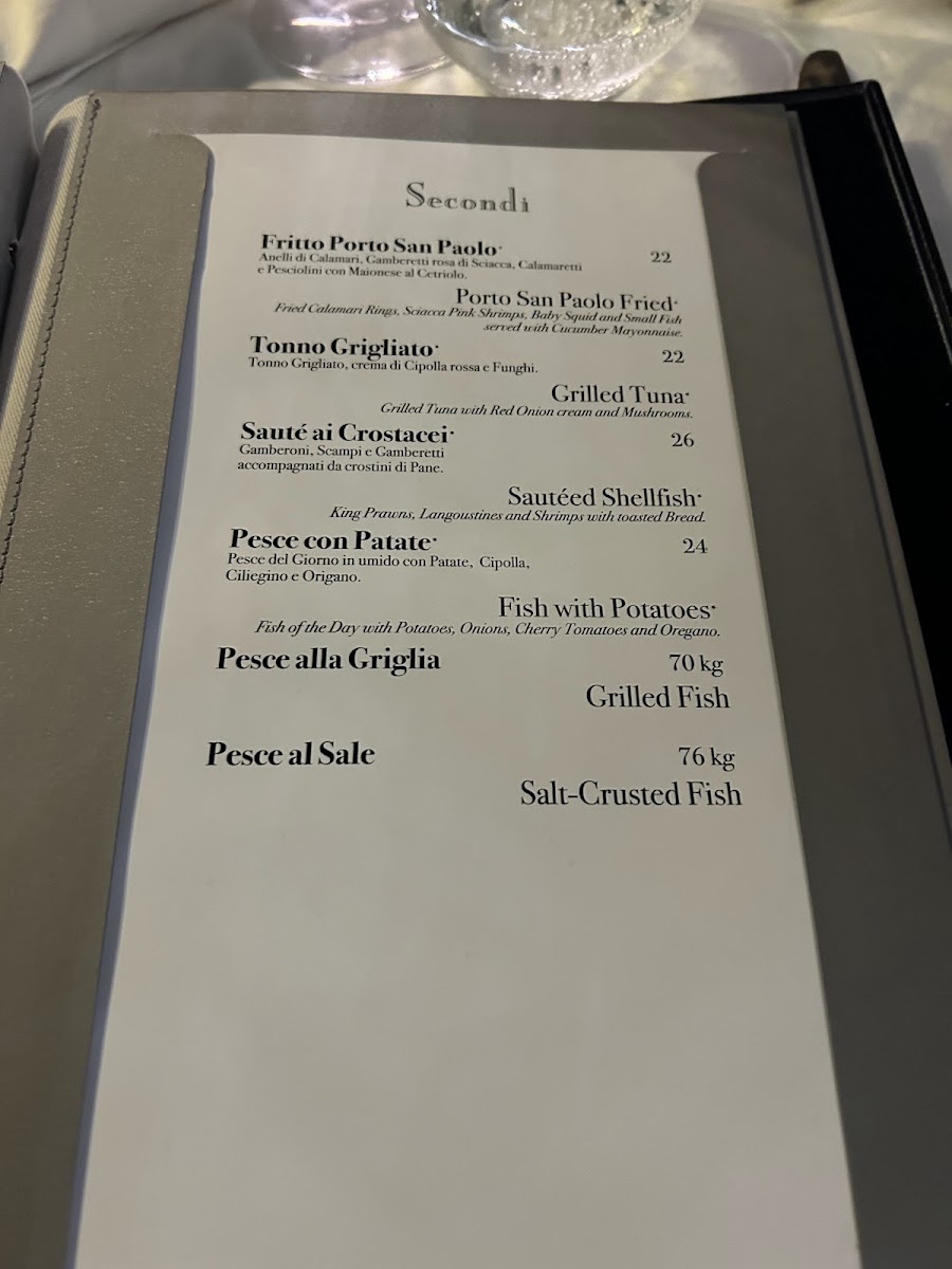 Menu Ristorante Porto San Paolo-1