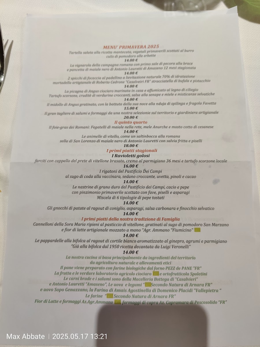 Menu Ristorante Sora Maria E Arcangelo-9
