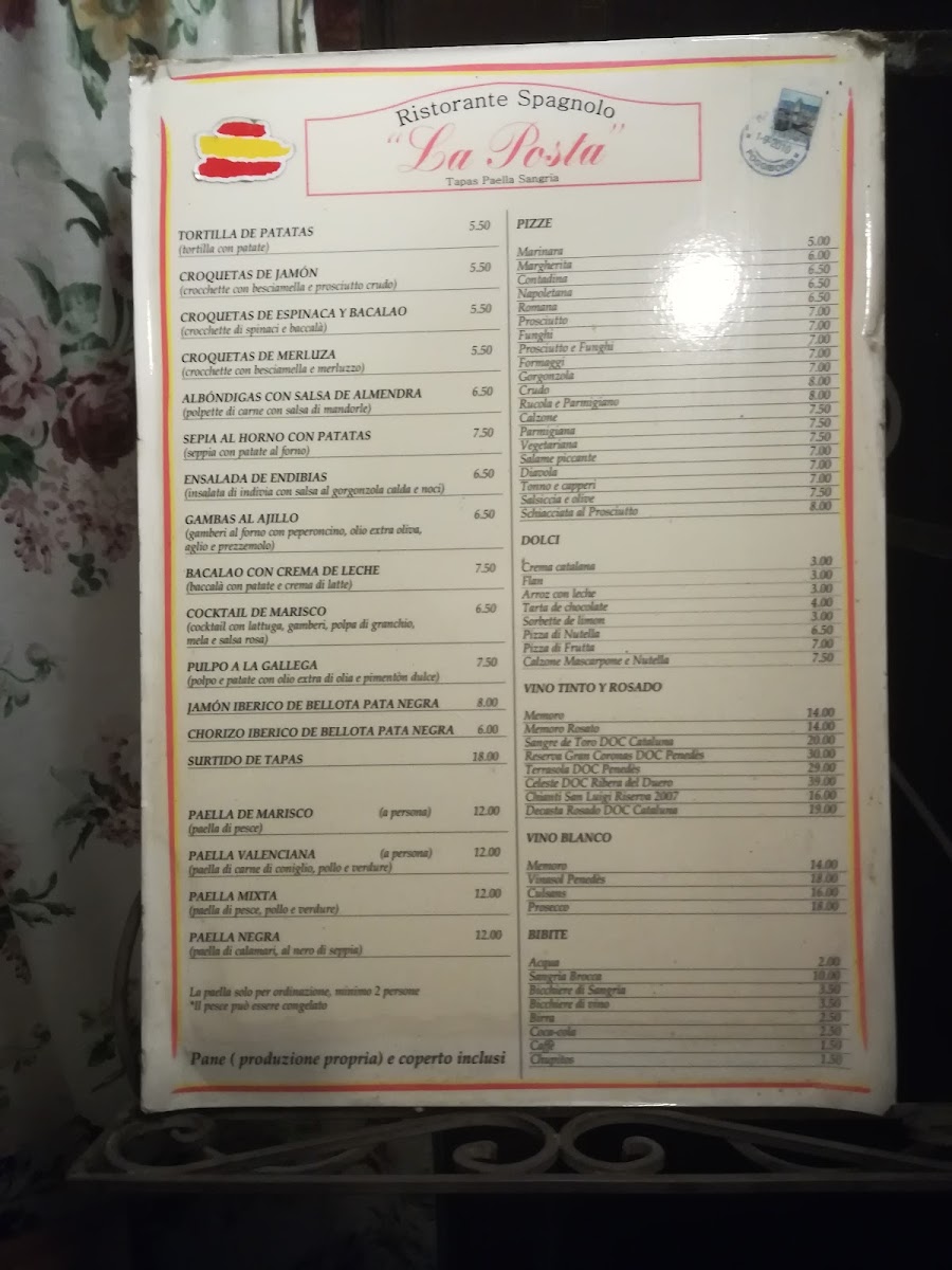 Menu Ristorante Spagnolo La Posta-2