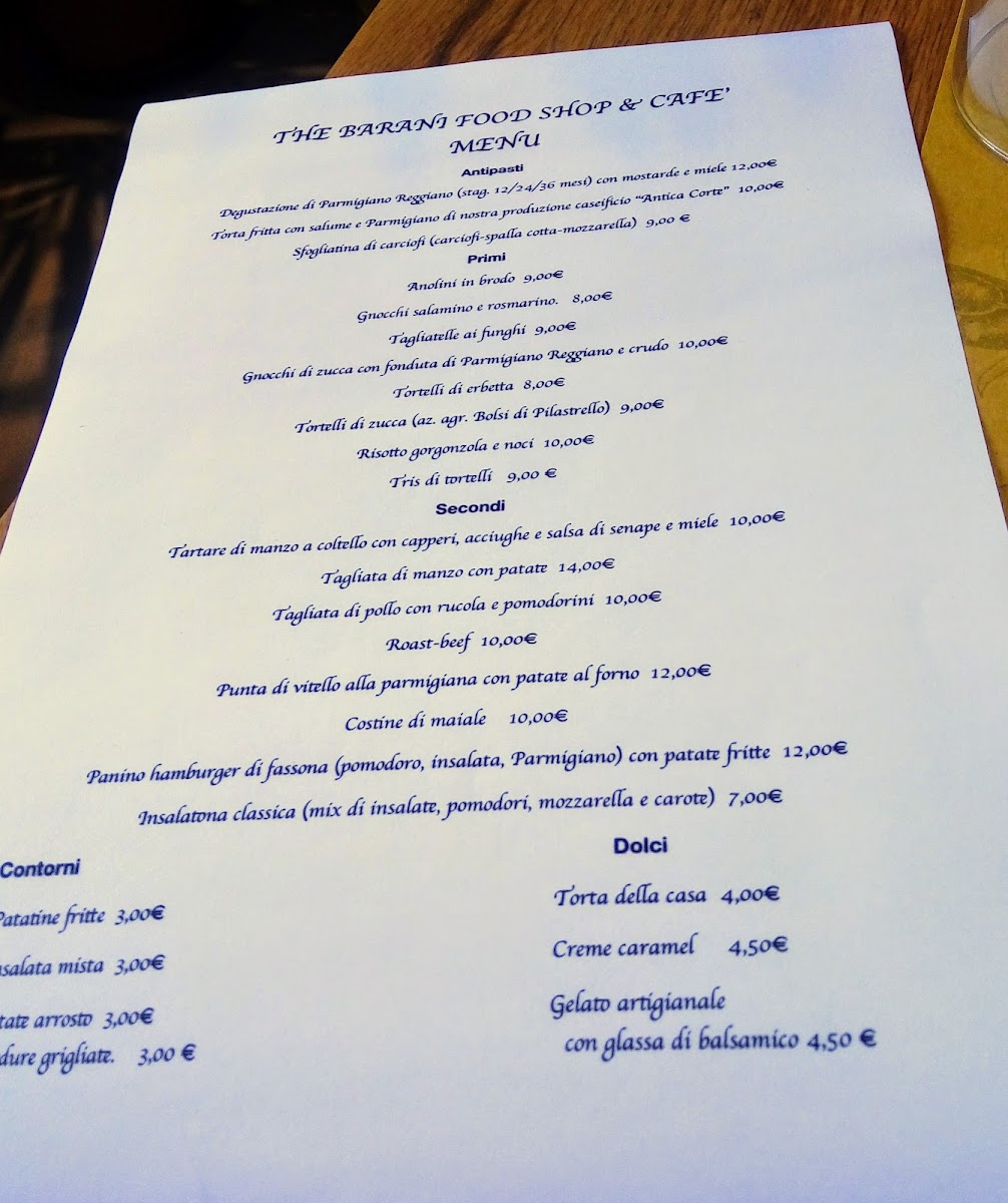 Menu Ristorante The Barani Food Shop & Cafè-1