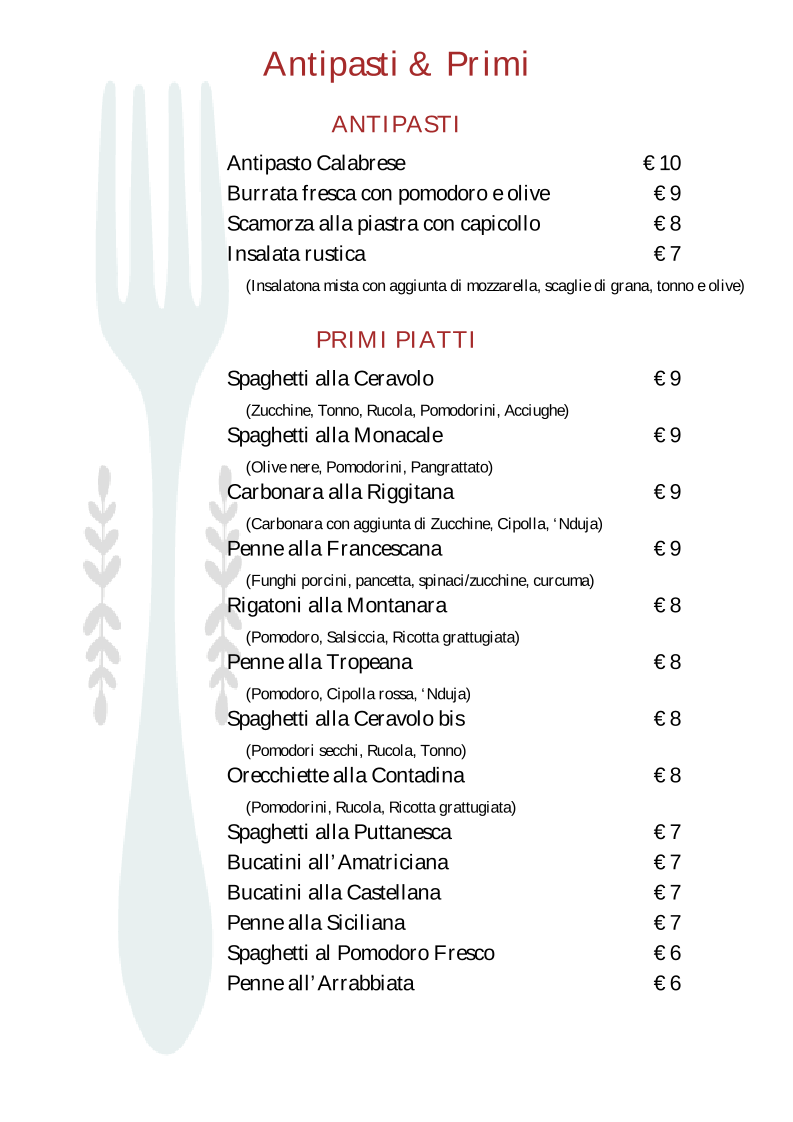 Menu Ristorante Trattoria Ceravolo-1