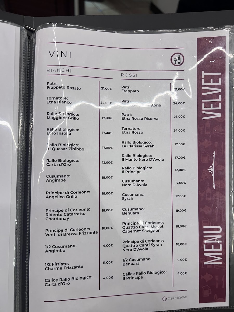 Menu Ristorante Velvet Bolognetta-1