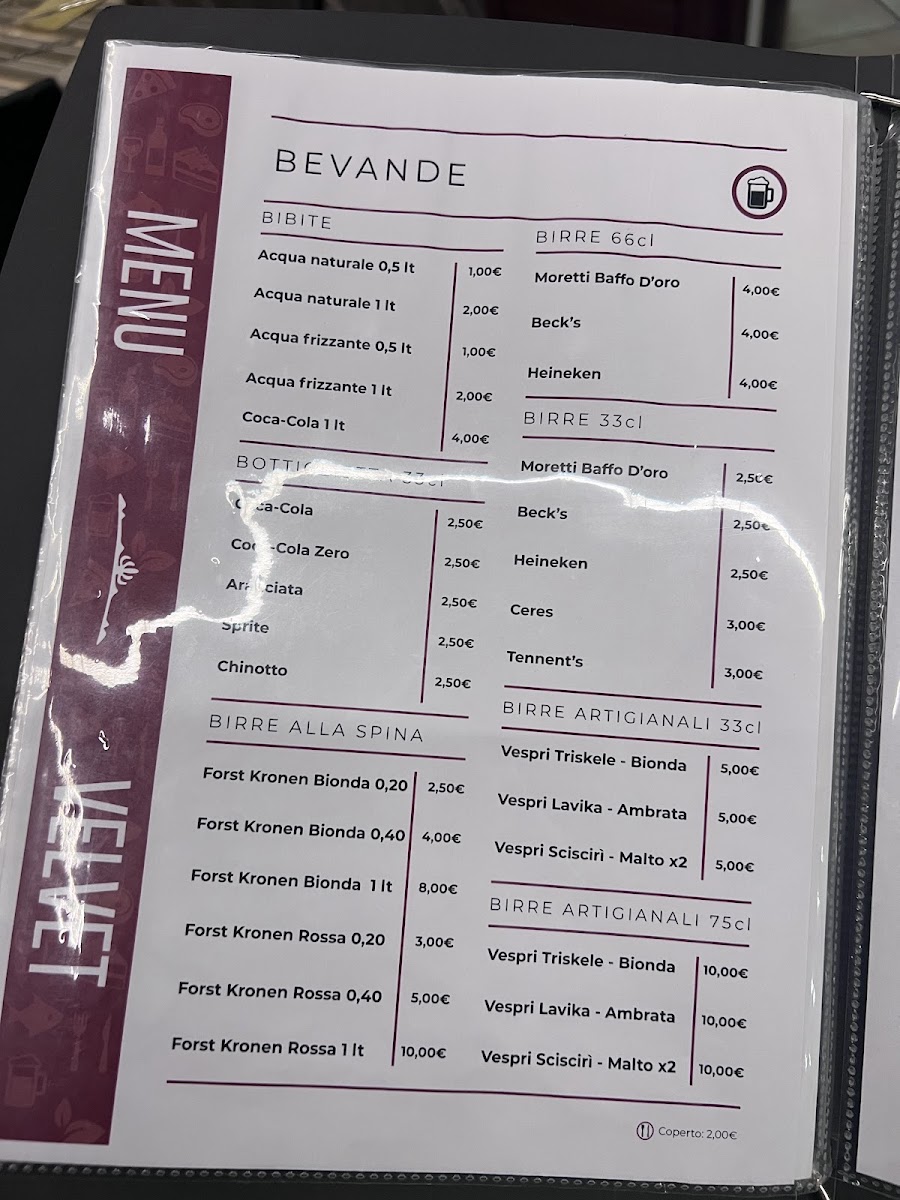 Menu Ristorante Velvet Bolognetta-2