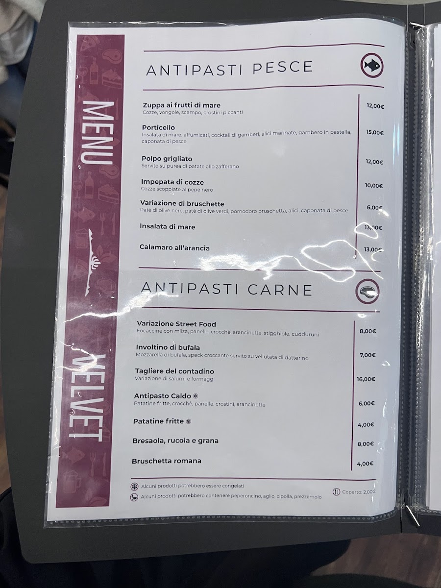 Menu Ristorante Velvet Bolognetta-8