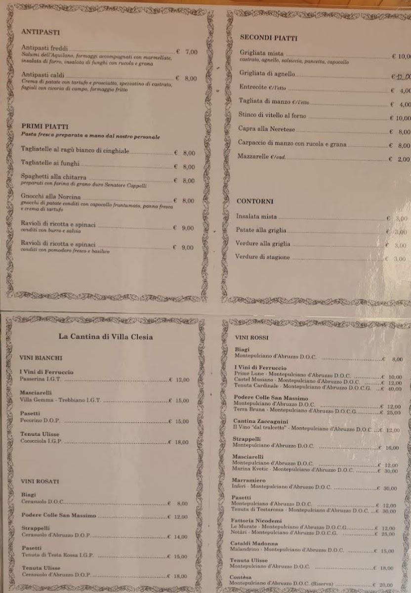 Menu Ristorante Villa Clesia-7