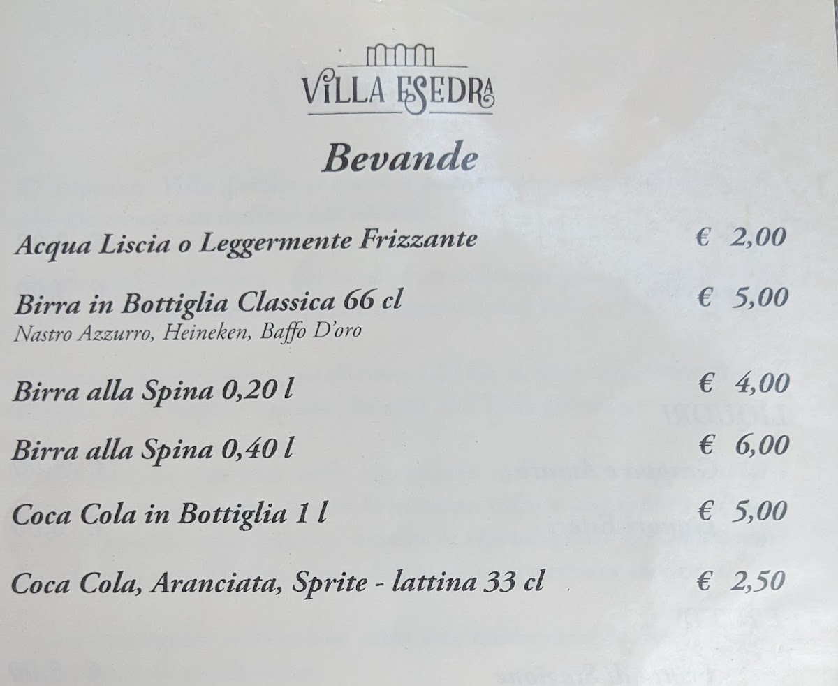 Menu Ristorante Villa Esedra-1