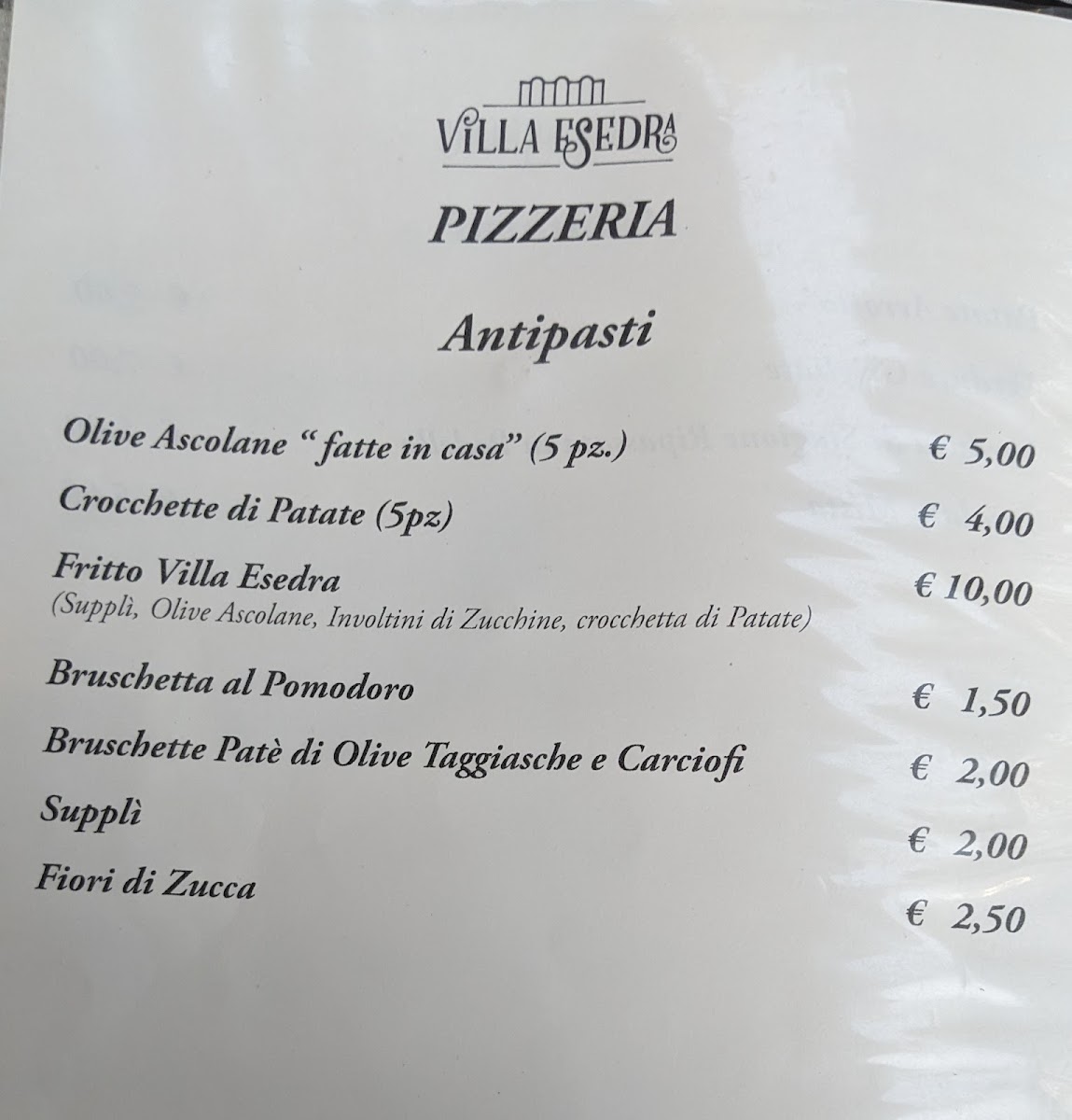 Menu Ristorante Villa Esedra-8
