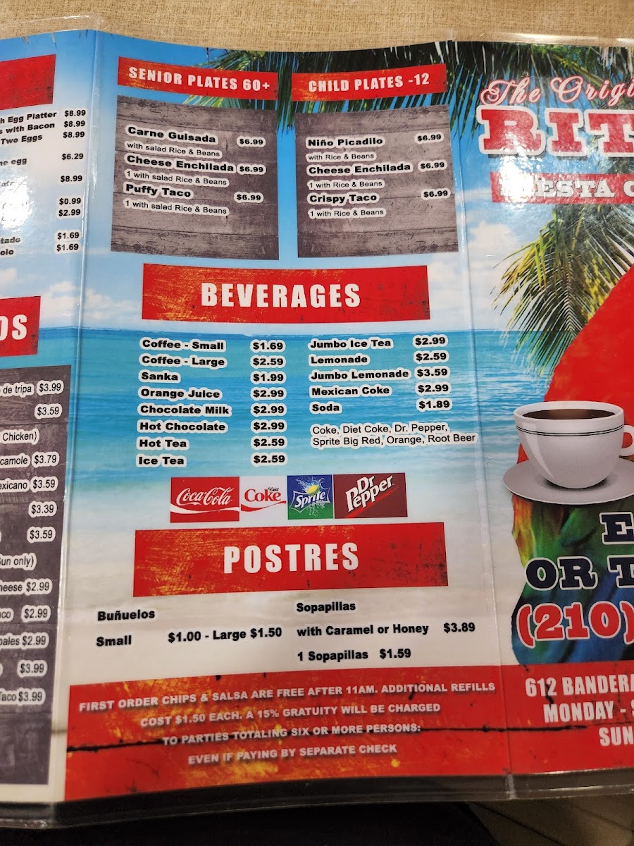 Menu Rita's Fiesta Cafe Llc-8