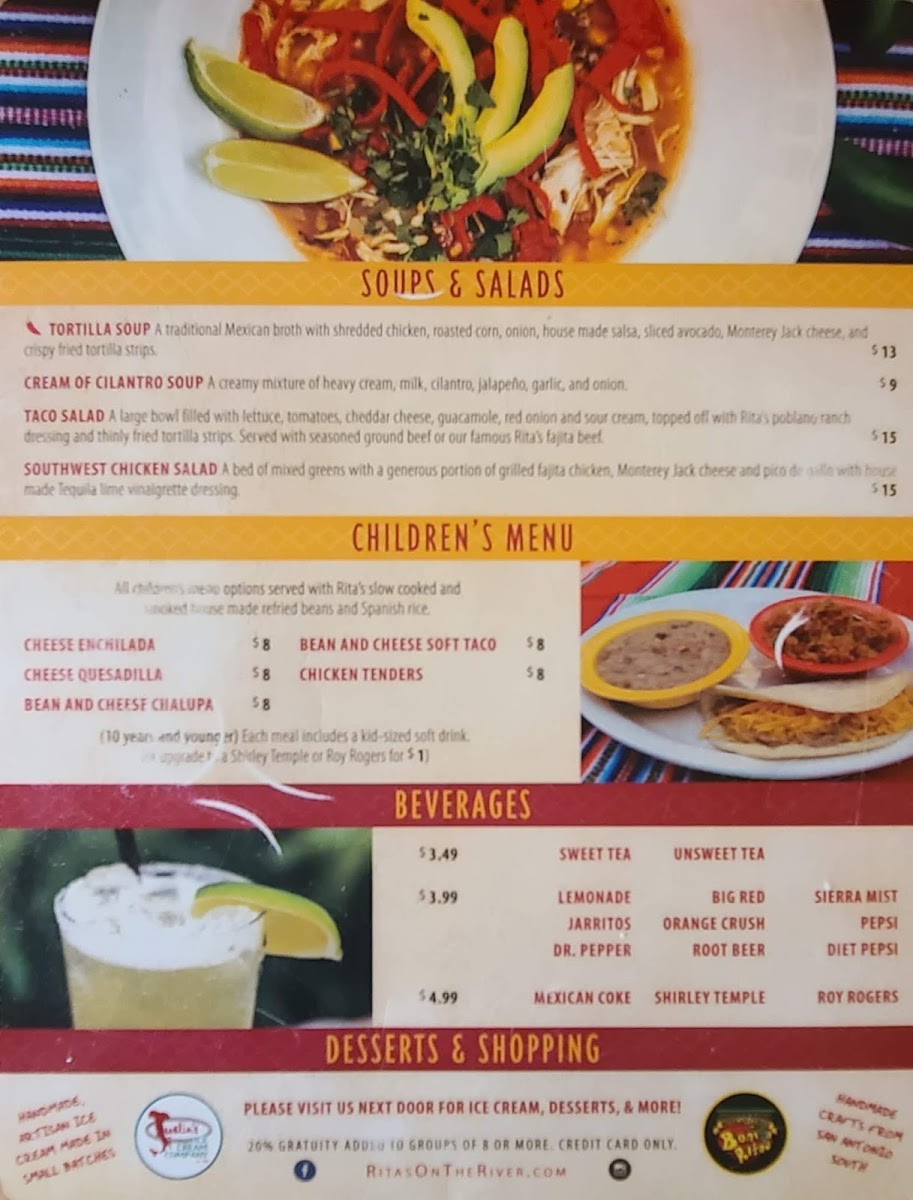 Menu Rita's On The River-9