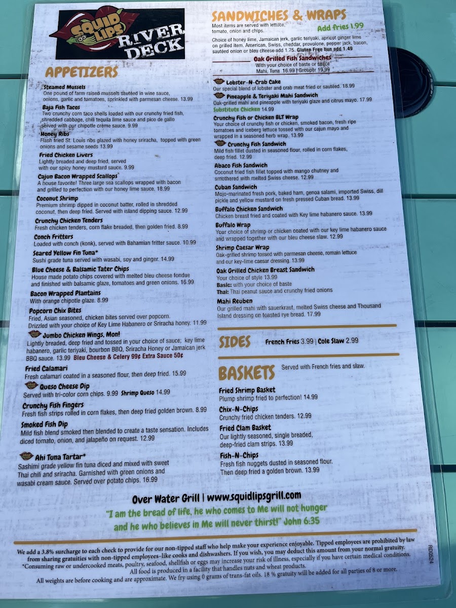 Menu River Deck At Squid Lips-8