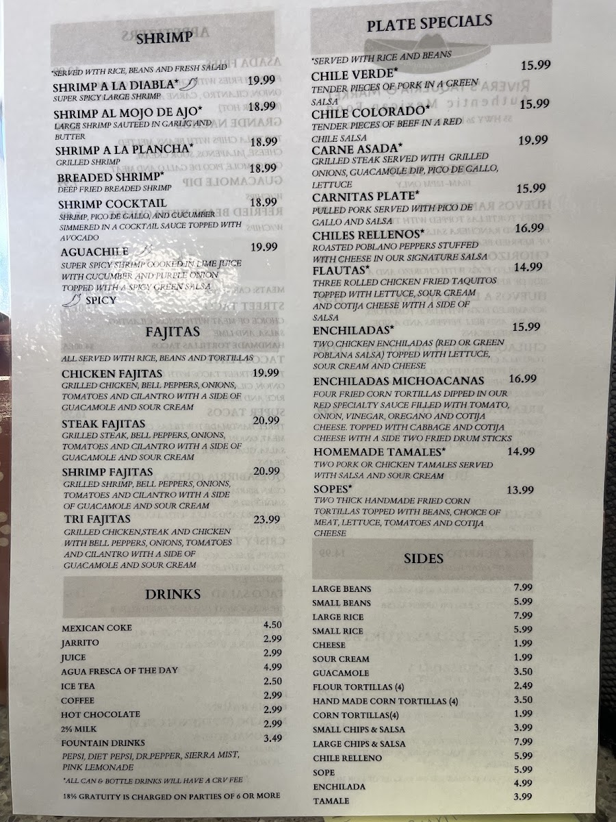 Menu Rivera’S Taqueria-1
