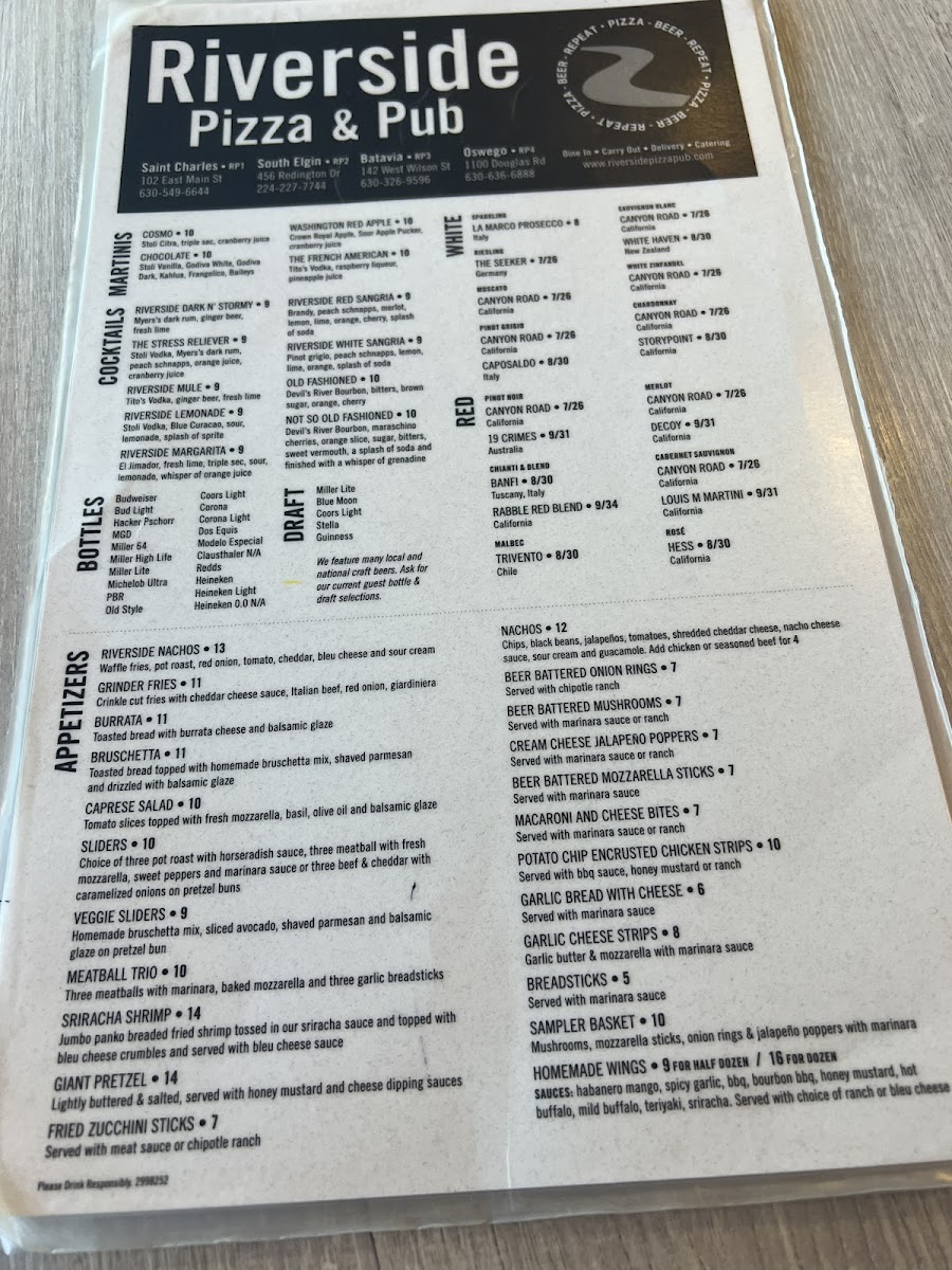 Menu Riverside Pizza & Pub - Oswego-4