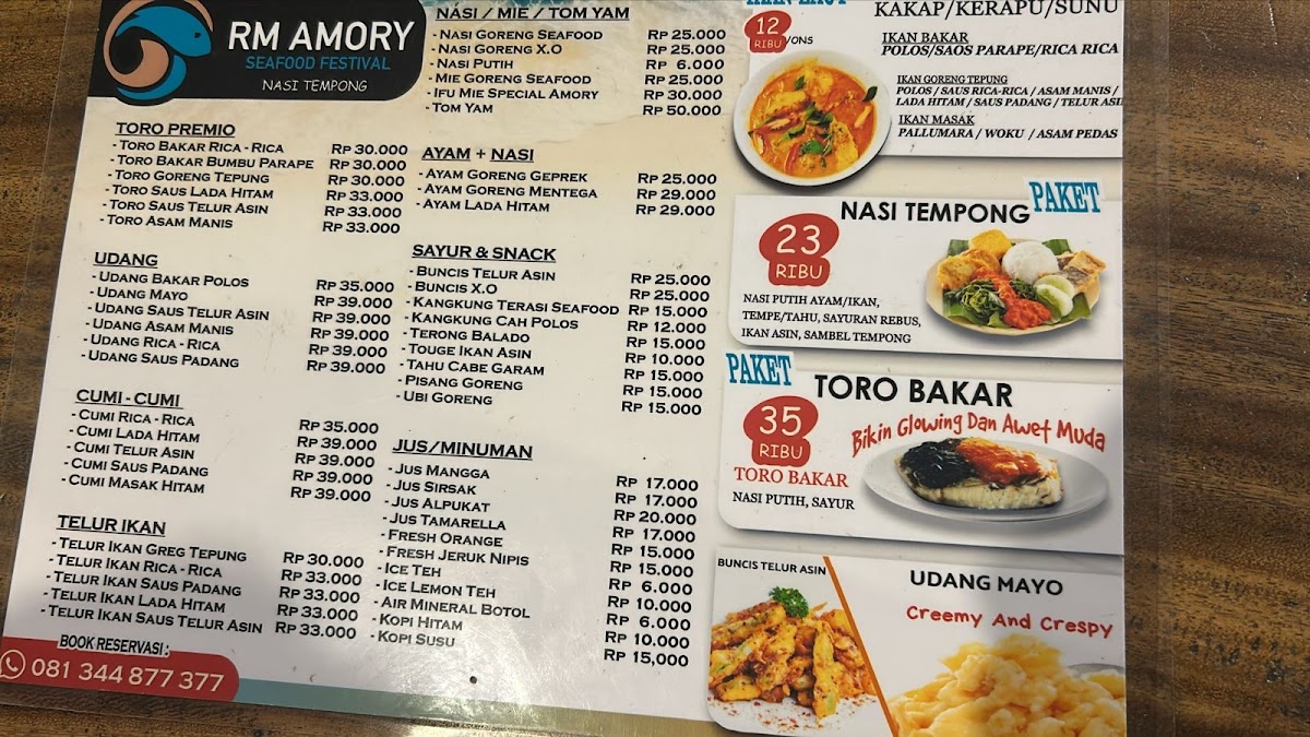 Menu Rm Amory Maros - Resto Seafood Specialist & Nasi Tempong-1