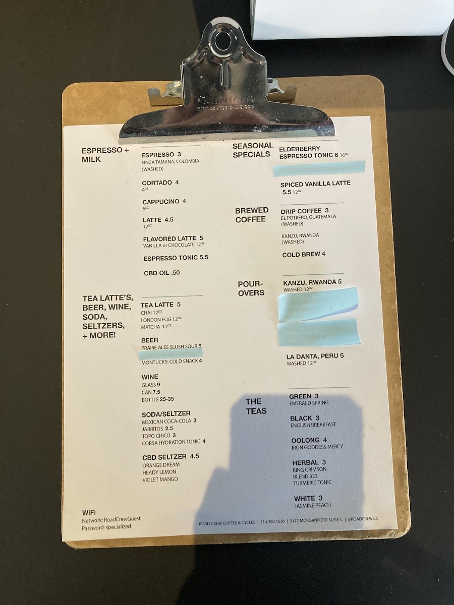 Menu Road Crew Coffee & Cycles-1