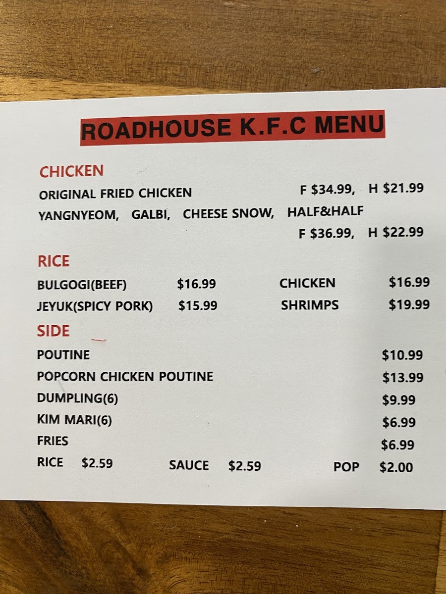 Menu Roadhouse Korean Fried Chicken-7