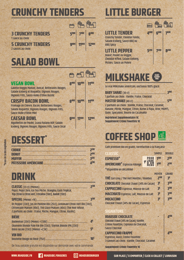 Menu Roadside | Burger Restaurant Fougères-1