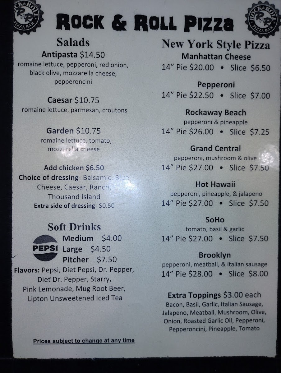 Menu Rock & Roll Pizza @ Harley's Valley Bowl-4