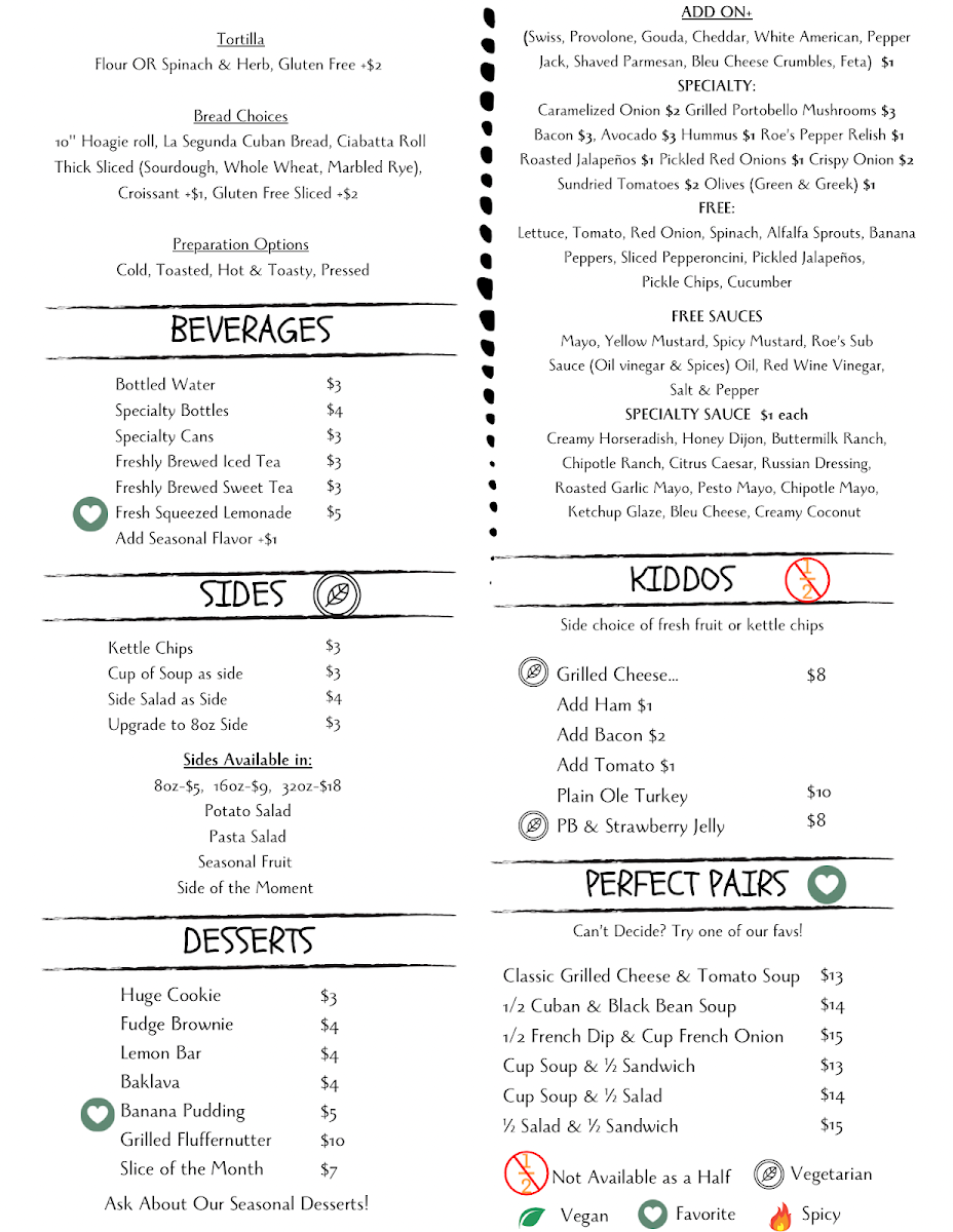 Menu Roe's Cafe & Catering-1