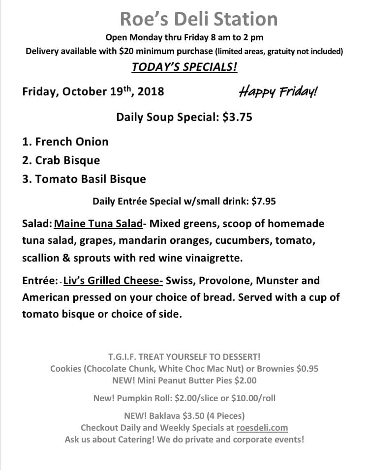 Menu Roe's Cafe & Catering-8