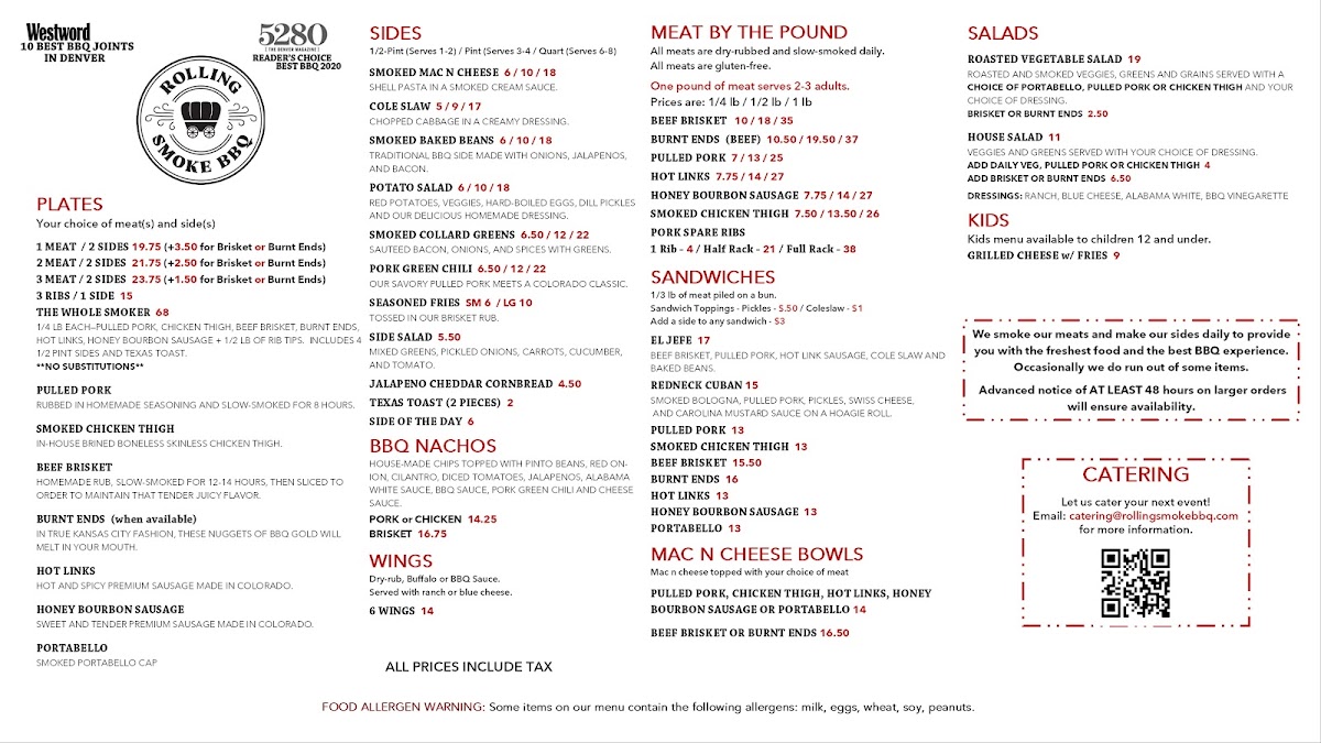 Menu Rolling Smoke Bbq - Wheat Ridge-1