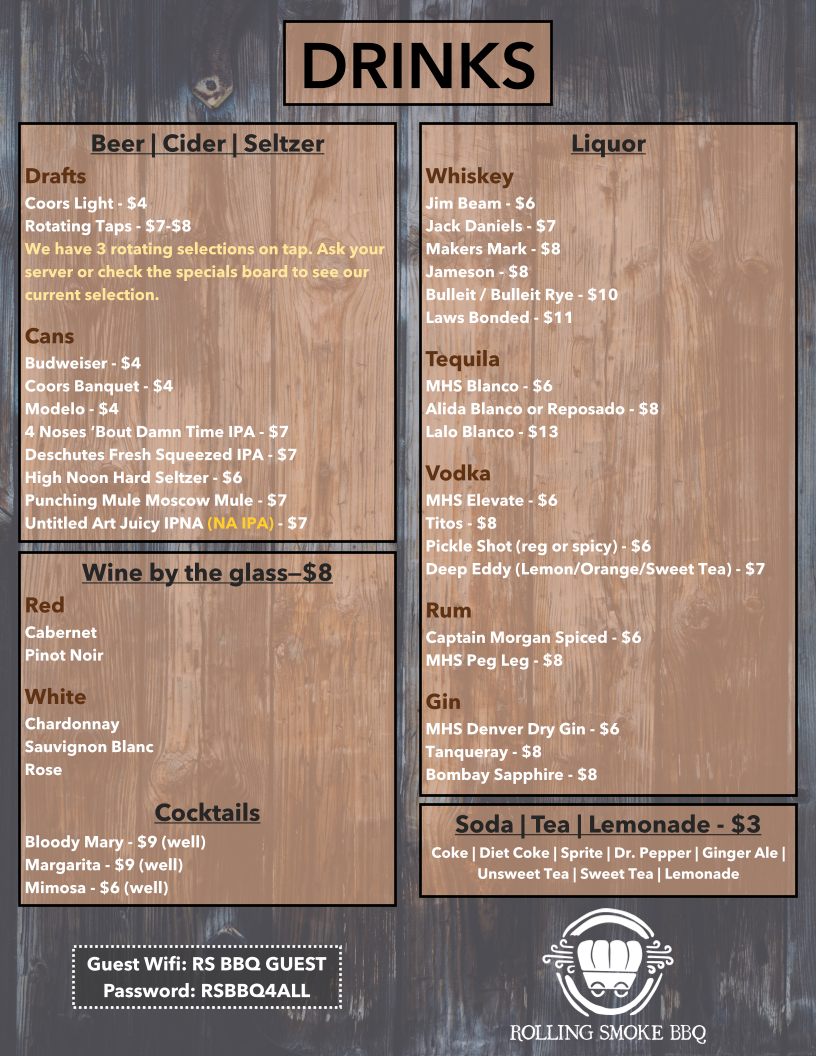 Menu Rolling Smoke Bbq - Wheat Ridge-2