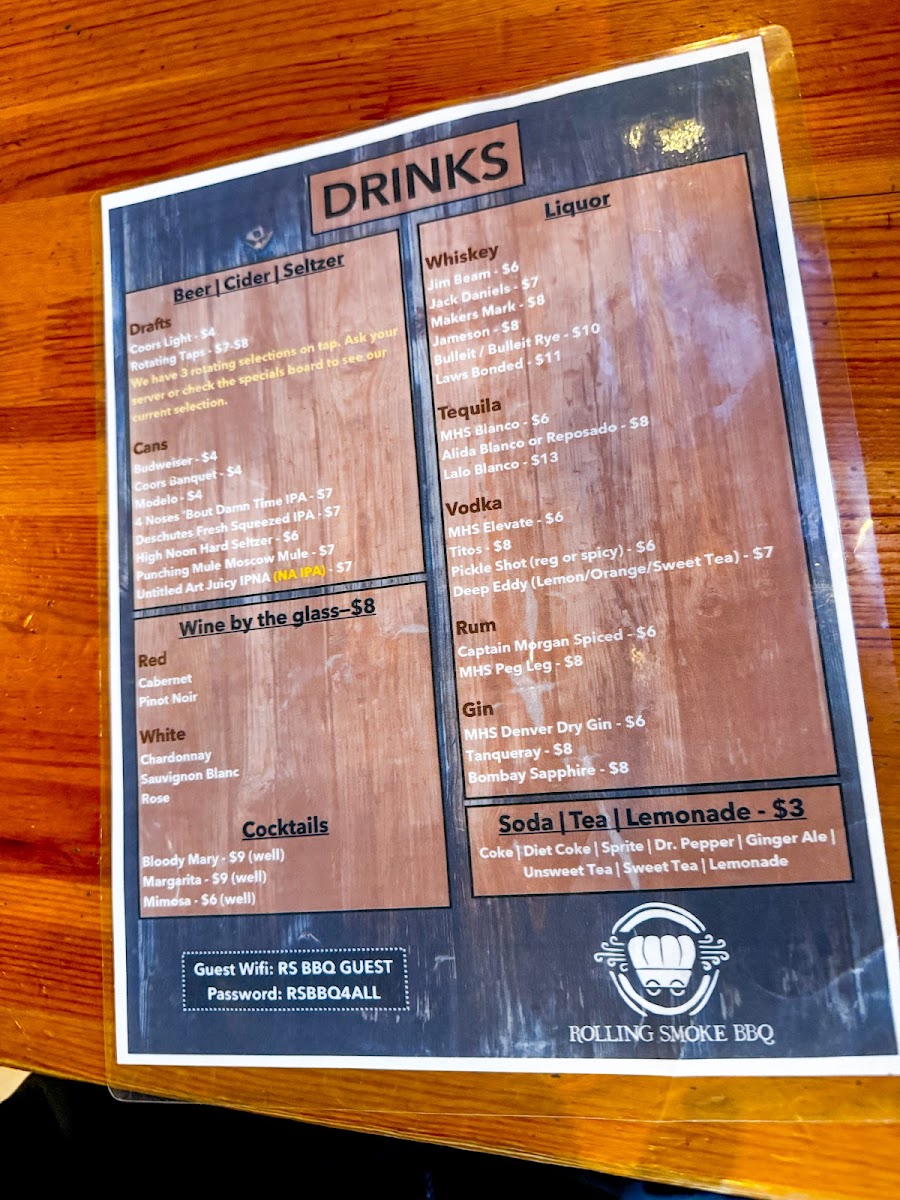 Menu Rolling Smoke Bbq - Wheat Ridge-7