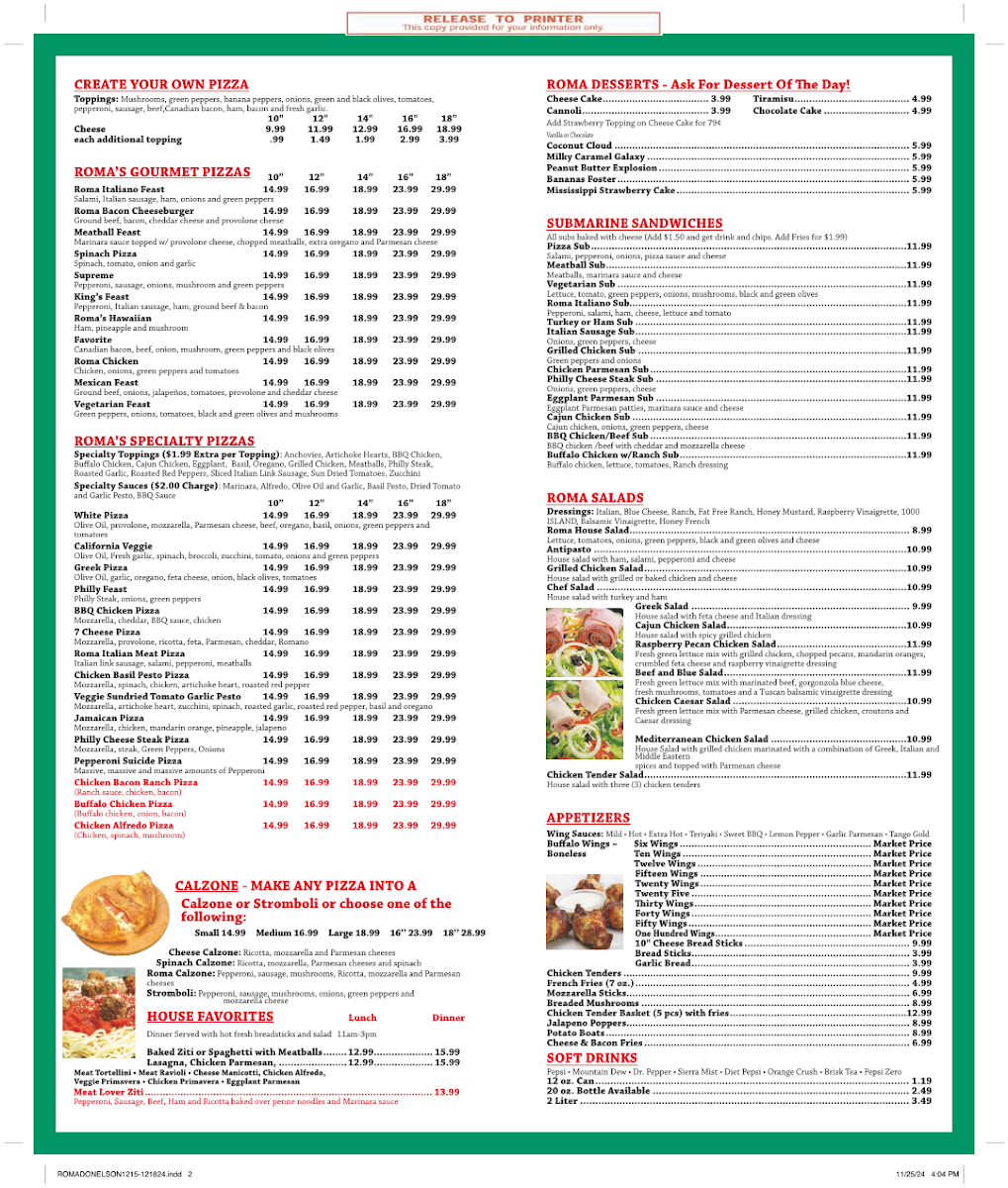 Menu Roma Pizza & Pasta-1