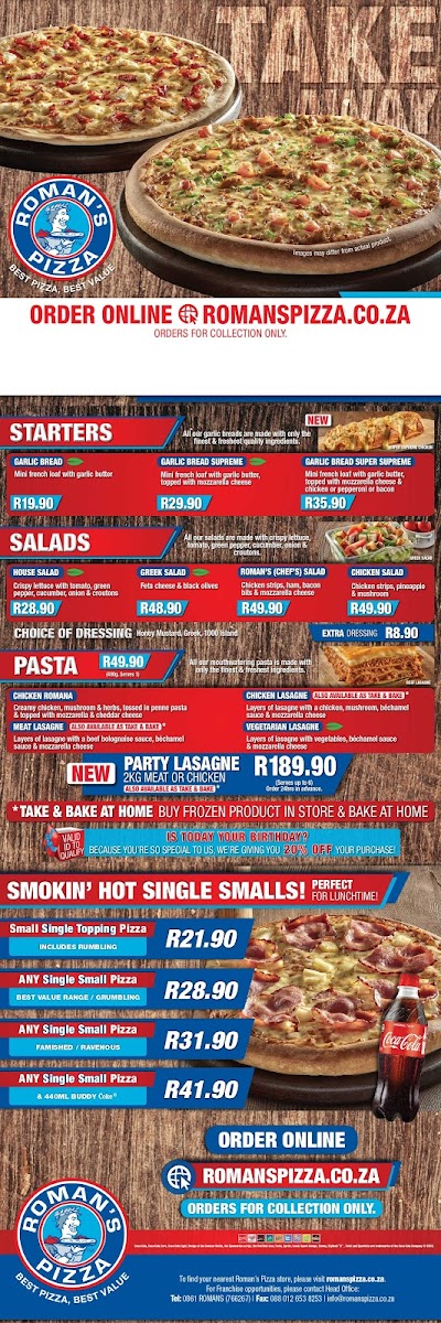 Menu Roman's Pizza Milnerton-2
