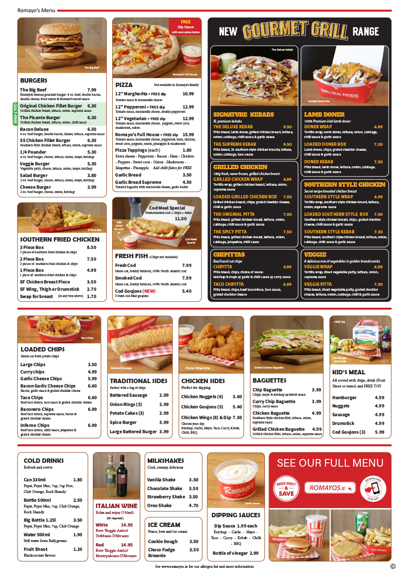 Menu Romayo's Diner Citywest-1