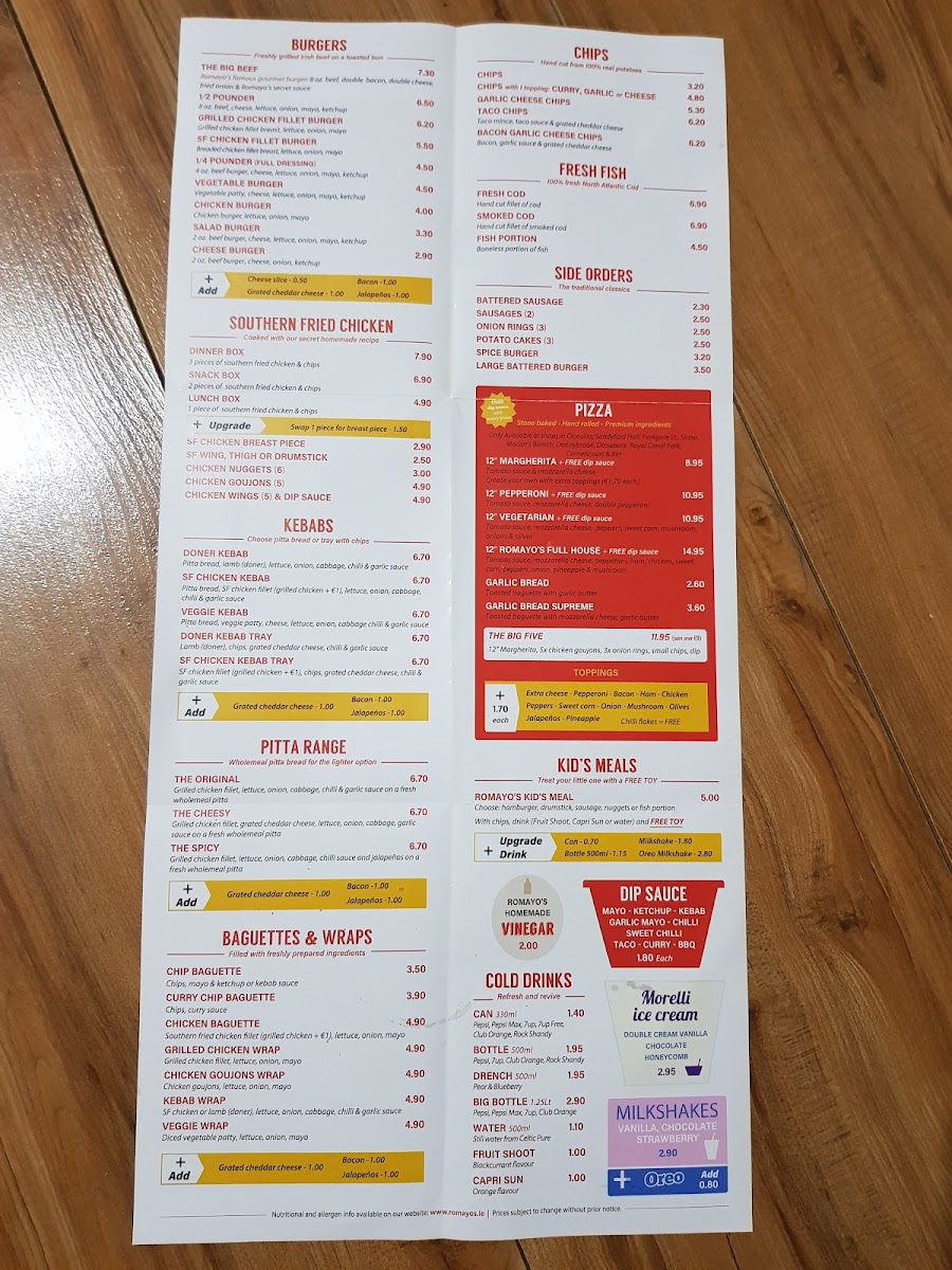 Menu Romayo's Diner Citywest-4