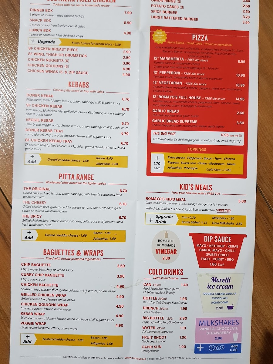 Menu Romayo's Diner Citywest-5