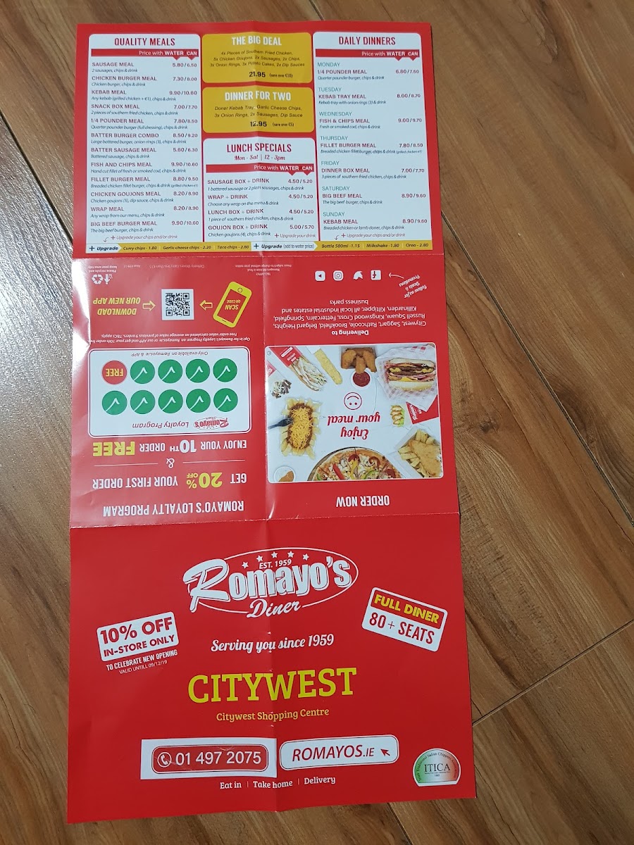 Menu Romayo's Diner Citywest-7