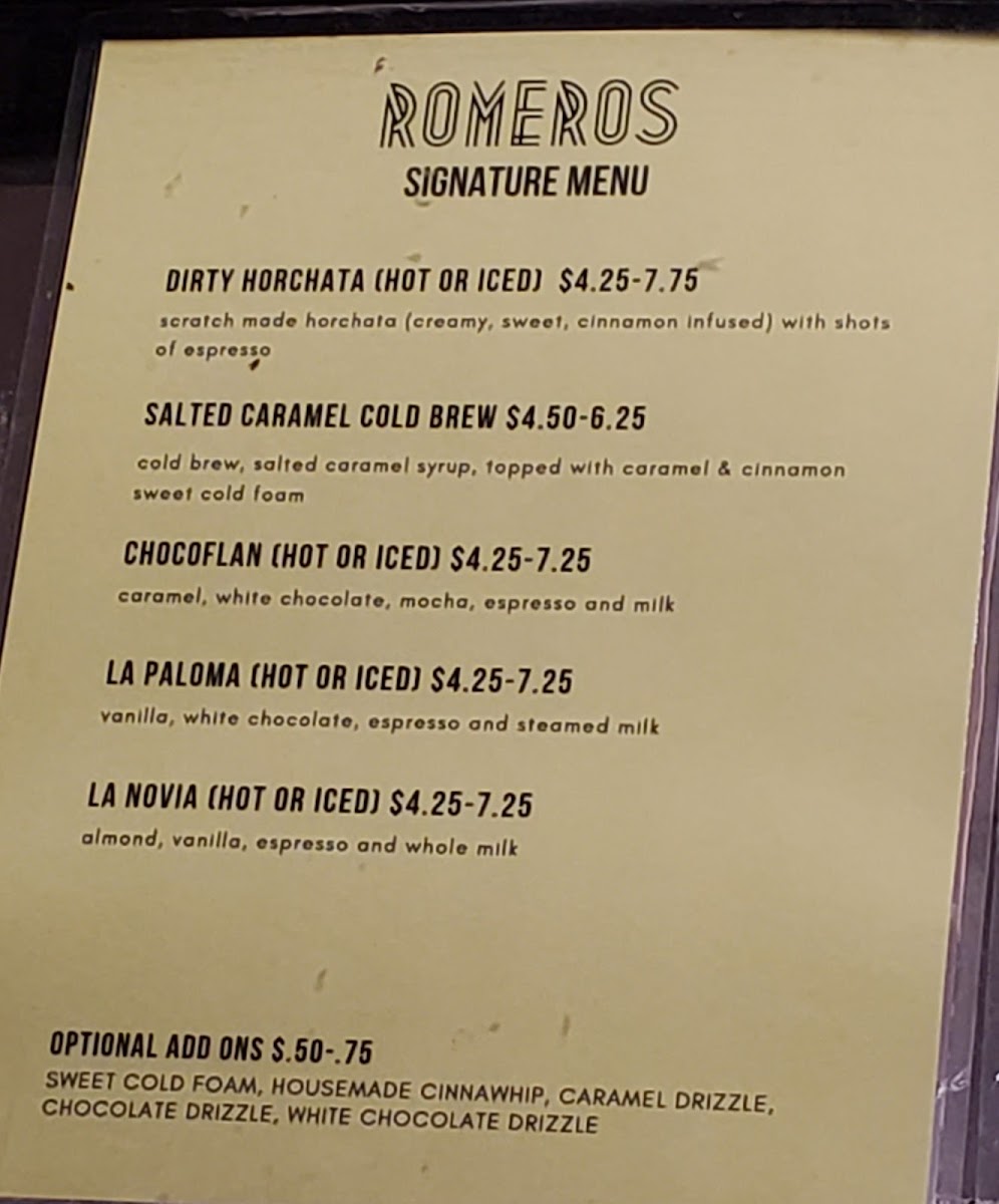 Menu Romeros Drive Thru Coffee-4