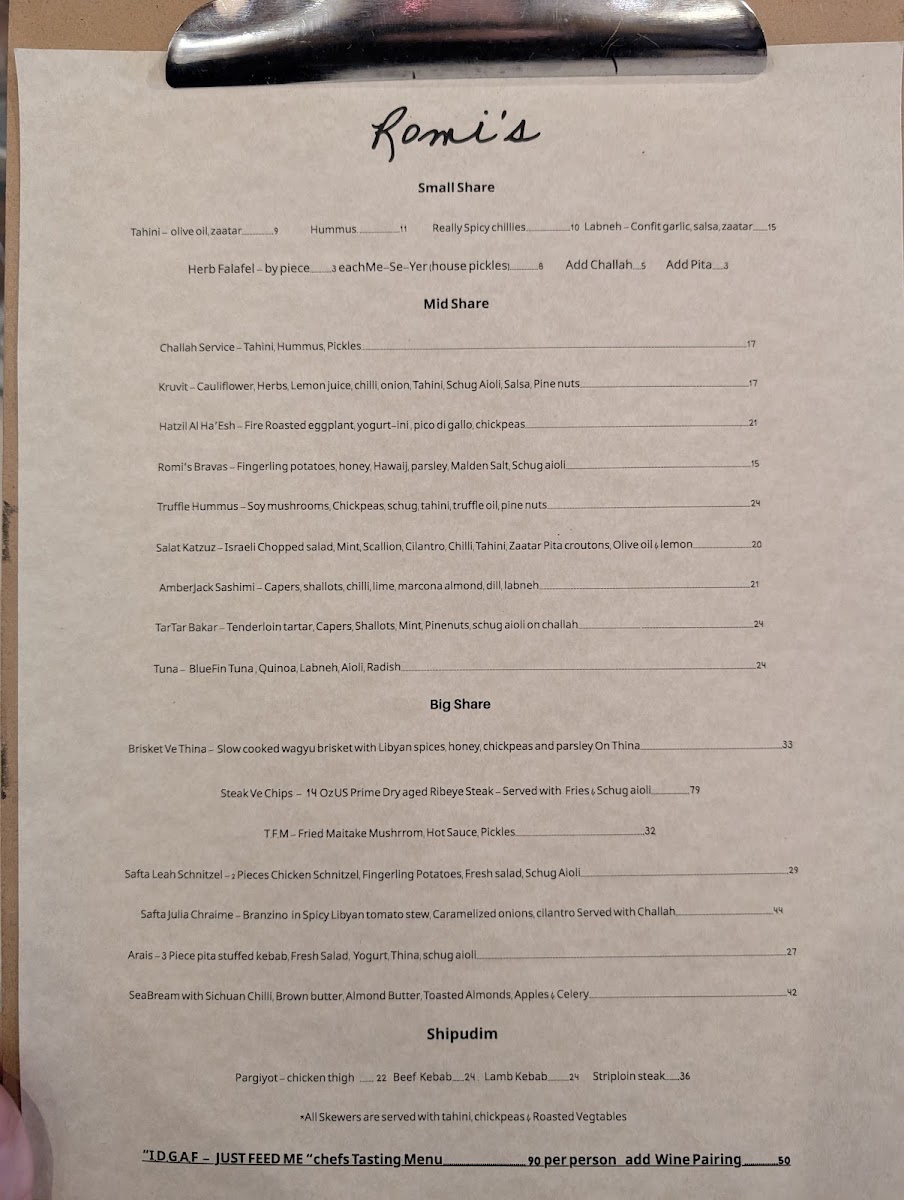 Menu Romi's-1
