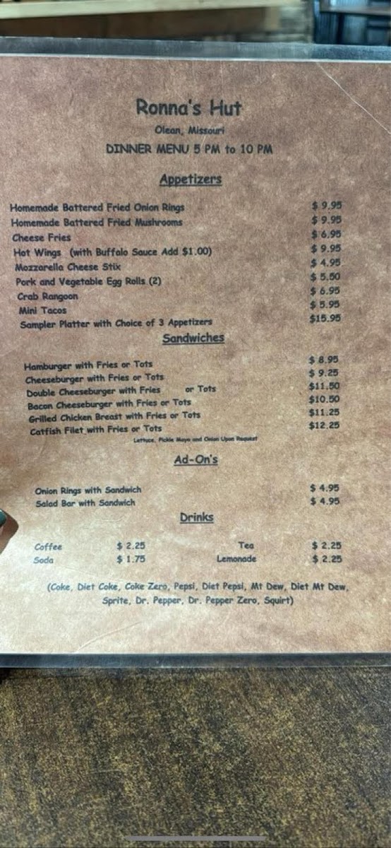 Menu Ronna's Hut-9